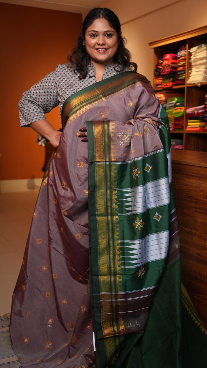 Kasuti Ilkal Saree -44-09-01-09 (CAPUT MORTUUM)