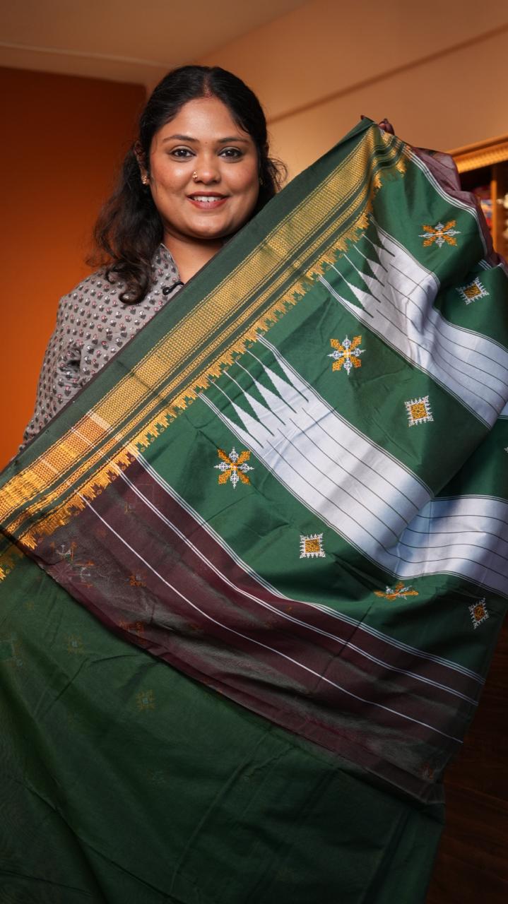 Kasuti Ilkal Saree -44-09-01-09 (CAPUT MORTUUM)