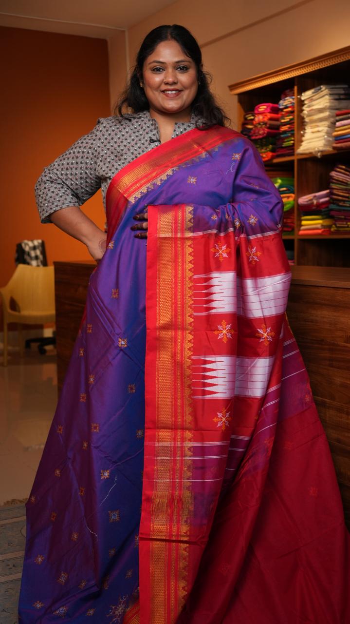 Kasuti Ilkal Saree -44-09-01-05 (PURPLE MARTIN)