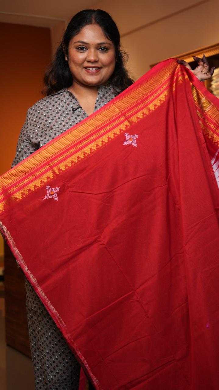 Kasuti Ilkal Saree -44-09-01-04(OLIVE PYTHON)
