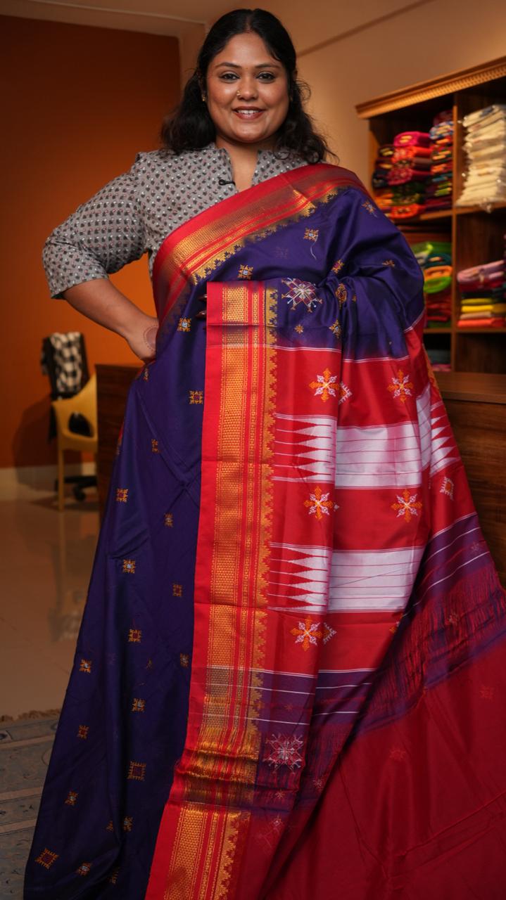 Kasuti Ilkal Saree -44-09-01-06 (VIOLET STARLING)