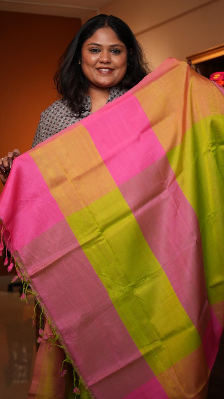 Mangalgiri Silk Cotton Saree -15-09C-02-08 (ALEXANDRINE PARAKEET)