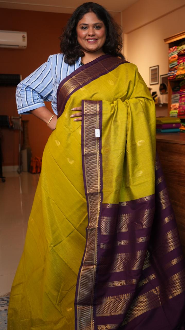 Semi Silk Vairaoosi Mayil Bhutta Saree -01-09-07-04 (MANGO MOJITO)