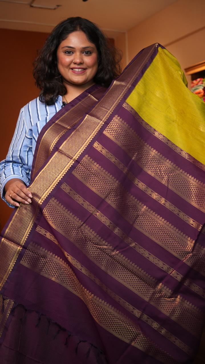 Semi Silk Vairaoosi Mayil Bhutta Saree -01-09-07-04 (MANGO MOJITO)