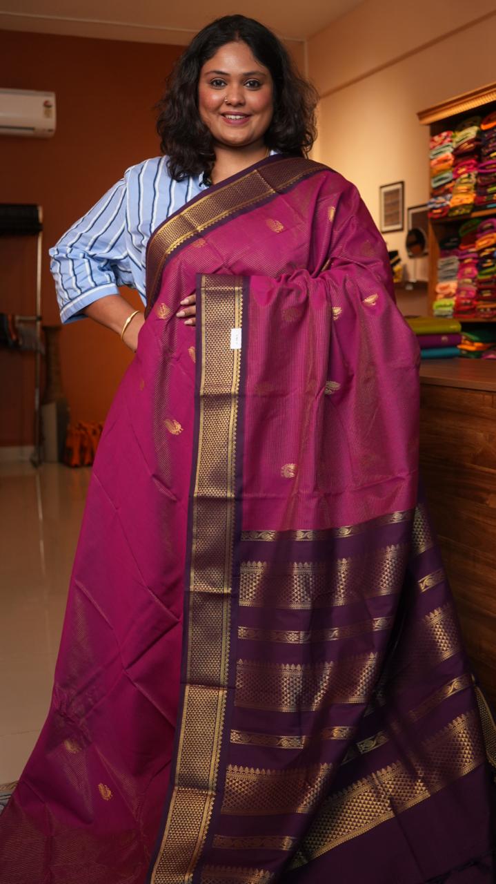 Semi Silk Vairaoosi Mayil Bhutta Saree -01-09-07-09 (BERRY SANGRIA)