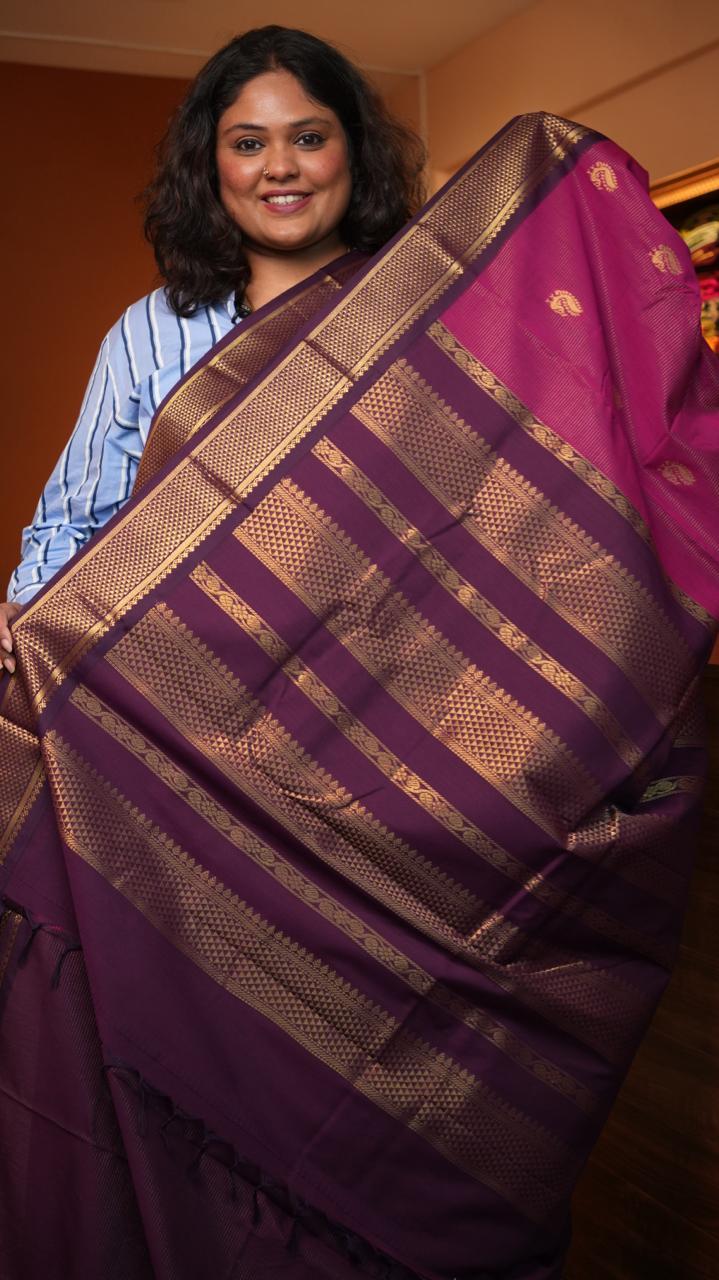 Semi Silk Vairaoosi Mayil Bhutta Saree -01-09-07-09 (BERRY SANGRIA)