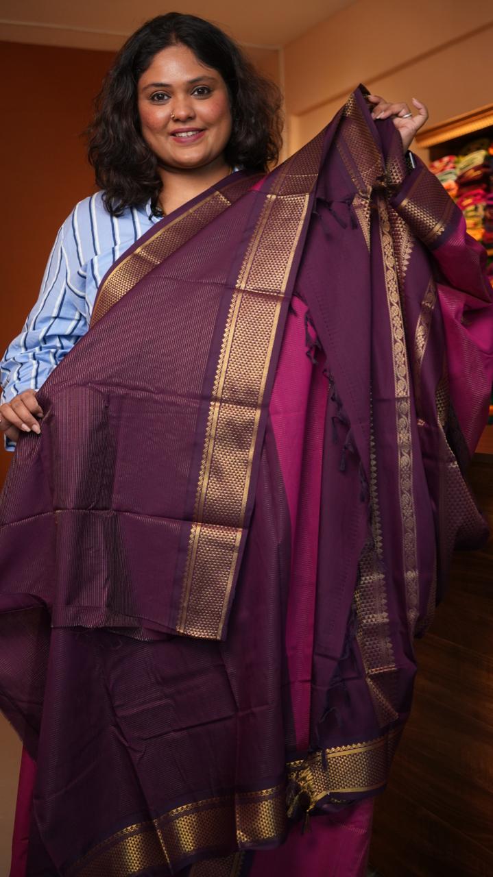 Semi Silk Vairaoosi Mayil Bhutta Saree -01-09-07-09 (BERRY SANGRIA)