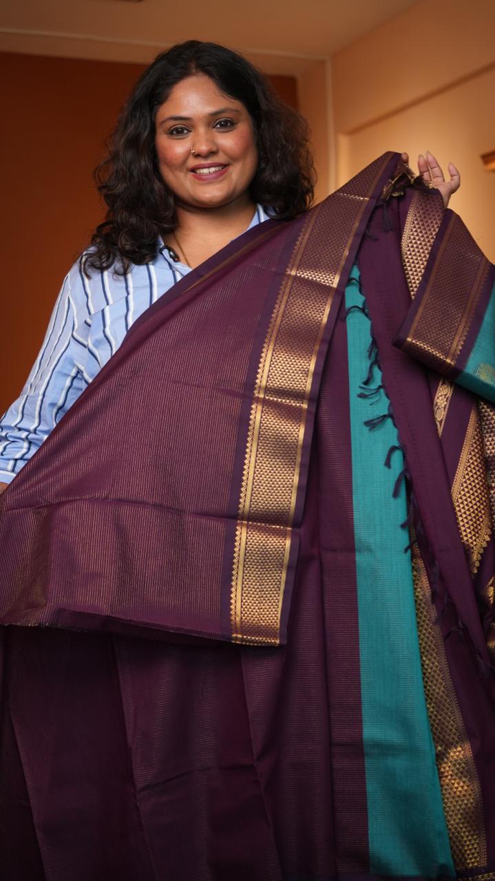 Semi Silk Vairaoosi Mayil Bhutta Saree -01-09-07-18 (TROPICAL TIDE)