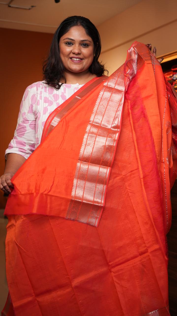 Mangalagiri Silk Cotton Kanchi Border Saree -15-09D-06-06 (APEROL)
