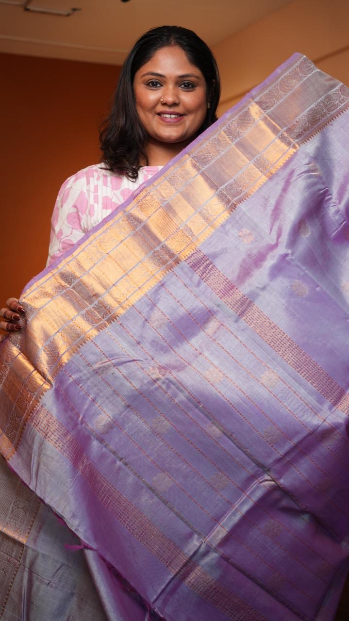 Mangalagiri Silk Cotton Kanchi Border Saree -15-09D-06-03 (MAUVE MIST)