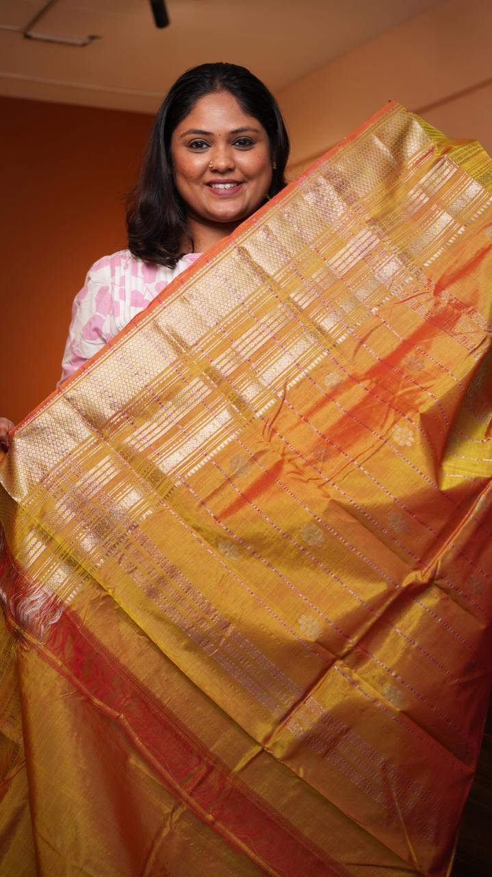 Mangalagiri Silk Cotton Kanchi Border Saree -15-09D-06-10 (DEMERARA)
