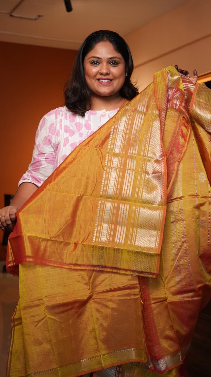 Mangalagiri Silk Cotton Kanchi Border Saree -15-09D-06-10 (DEMERARA)