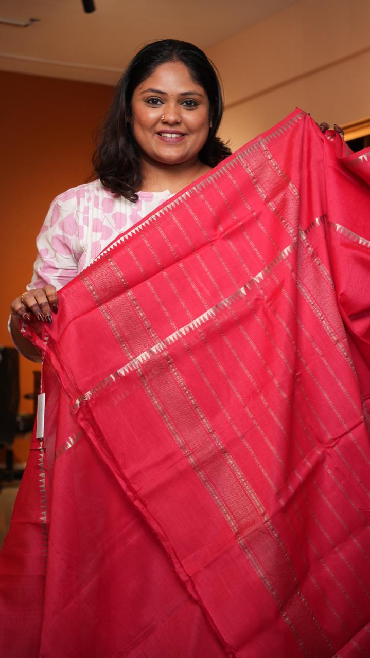 Mangalagiri Gap Border Silk Cotton Saree -15-09D-04-07 (SHAHTOOT)