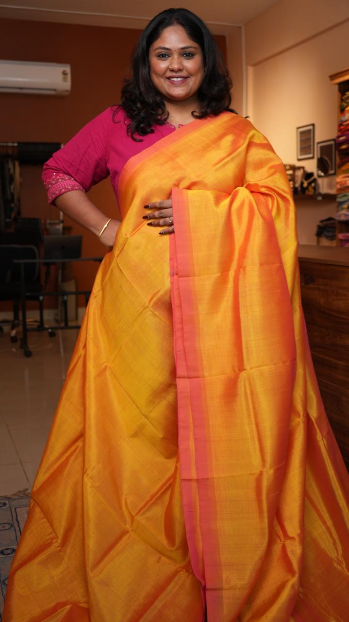 Mangalagiri Plain Silk Cotton Saree -15-09D-01-08 (AUREATE)