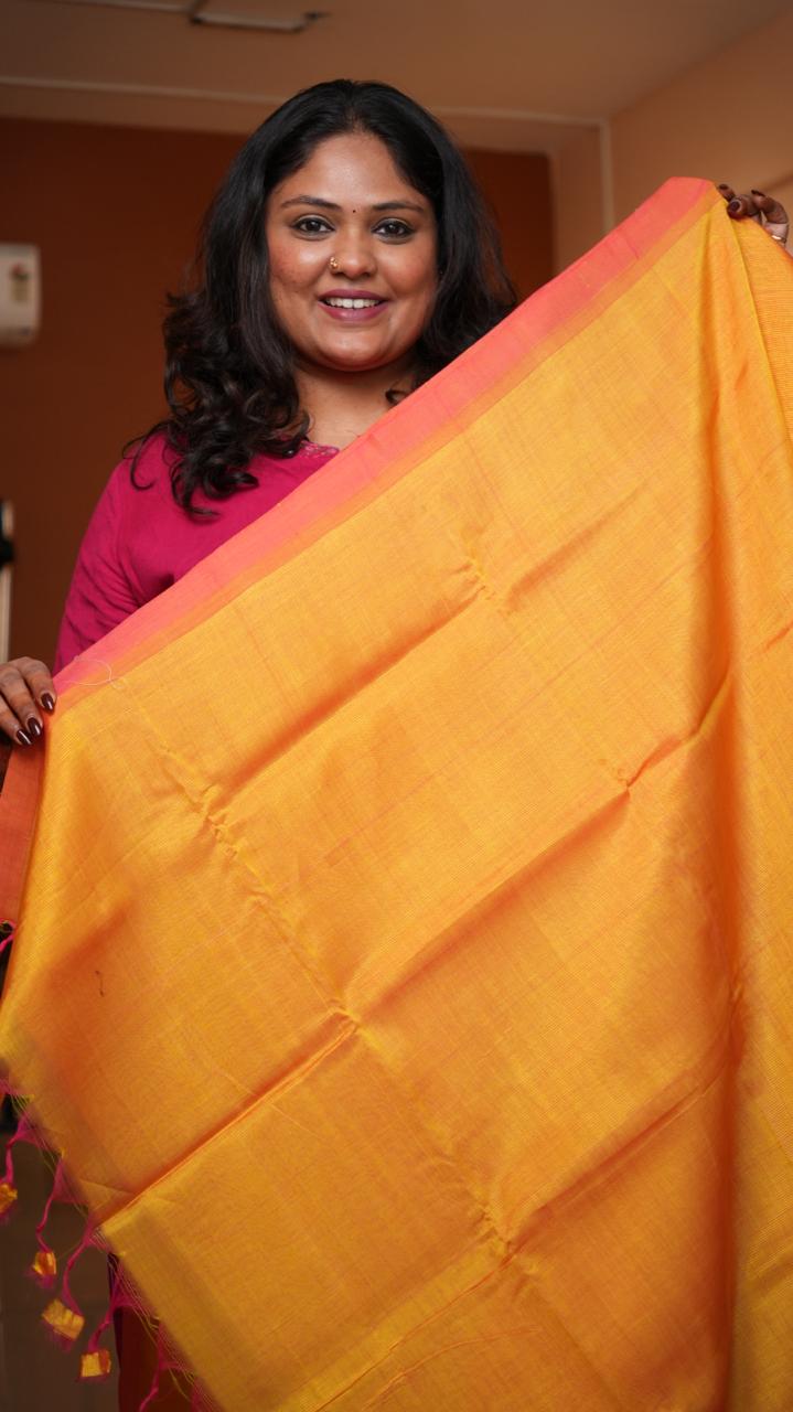 Mangalagiri Plain Silk Cotton Saree -15-09D-01-08 (AUREATE)