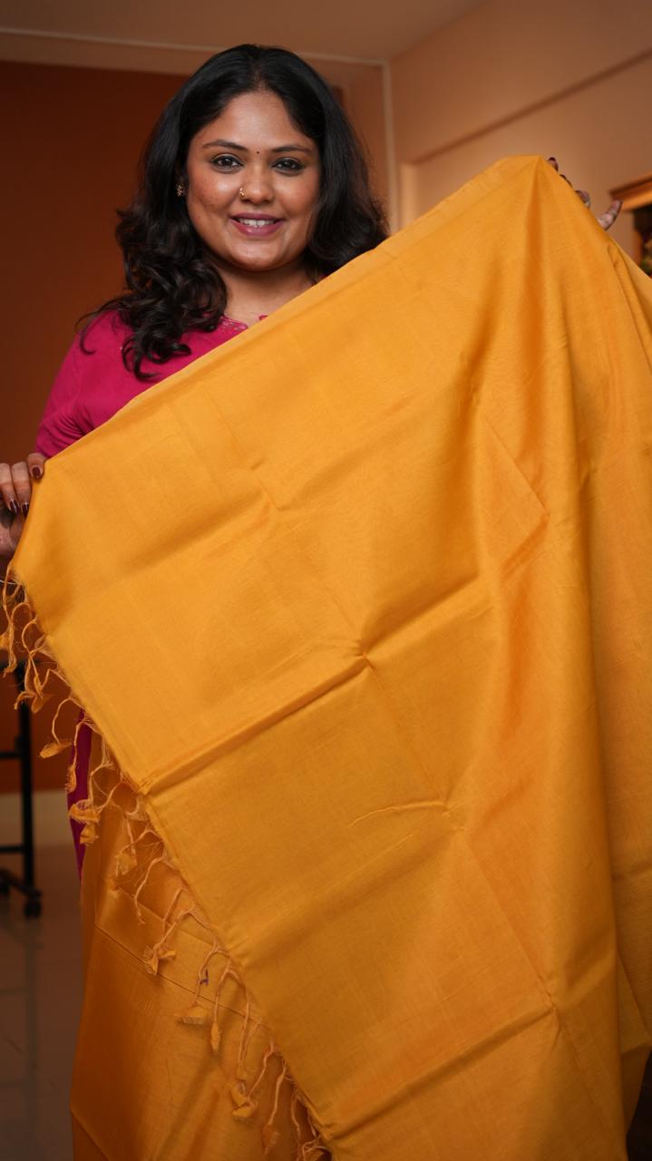 Mangalagiri Plain Silk Cotton Saree -15-09D-01-10 (KANAK)