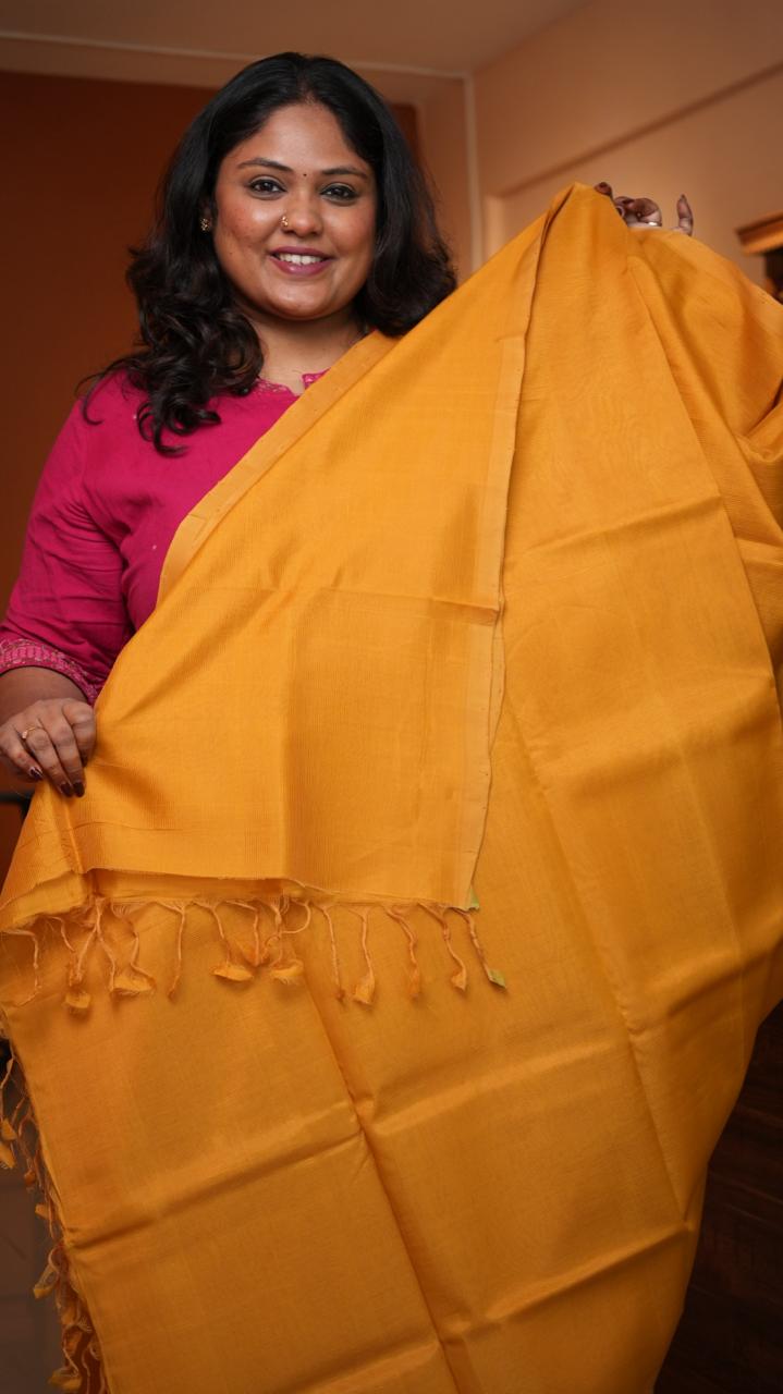 Mangalagiri Plain Silk Cotton Saree -15-09D-01-10 (KANAK)