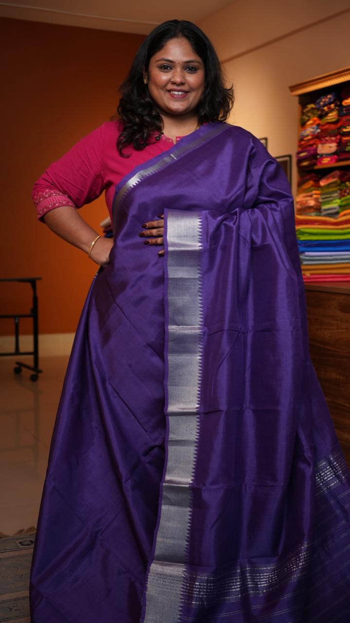 Mangalagiri Silver Nizam Border Saree -15-09D-05-07 (LOLITE)