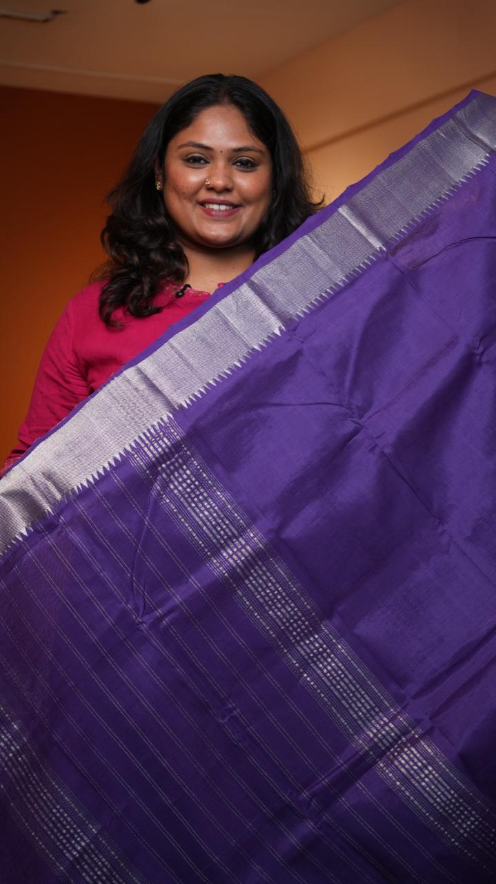 Mangalagiri Silver Nizam Border Saree -15-09D-05-07 (LOLITE)