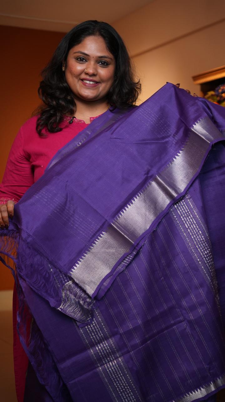 Mangalagiri Silver Nizam Border Saree -15-09D-05-07 (LOLITE)