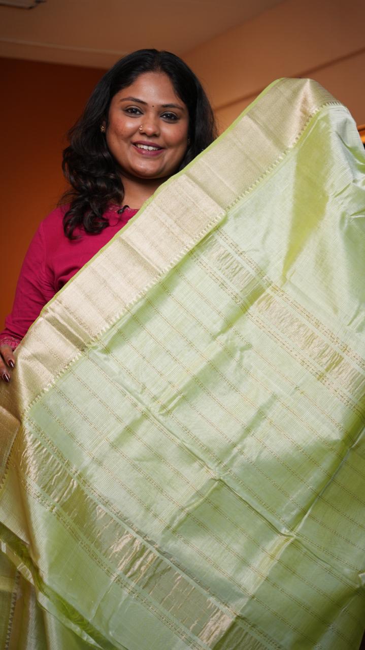 Mangalagiri Silver Nizam Border Saree -15-09D-05-12 (ANISE)