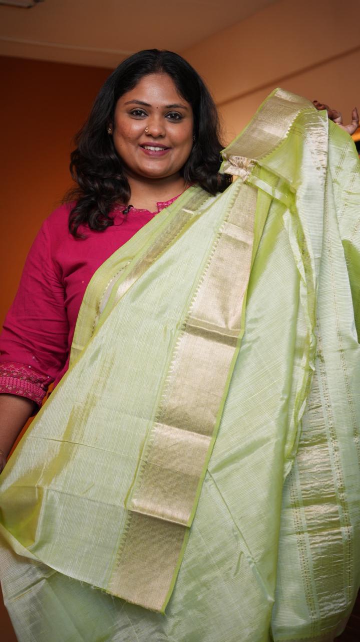 Mangalagiri Silver Nizam Border Saree -15-09D-05-12 (ANISE)