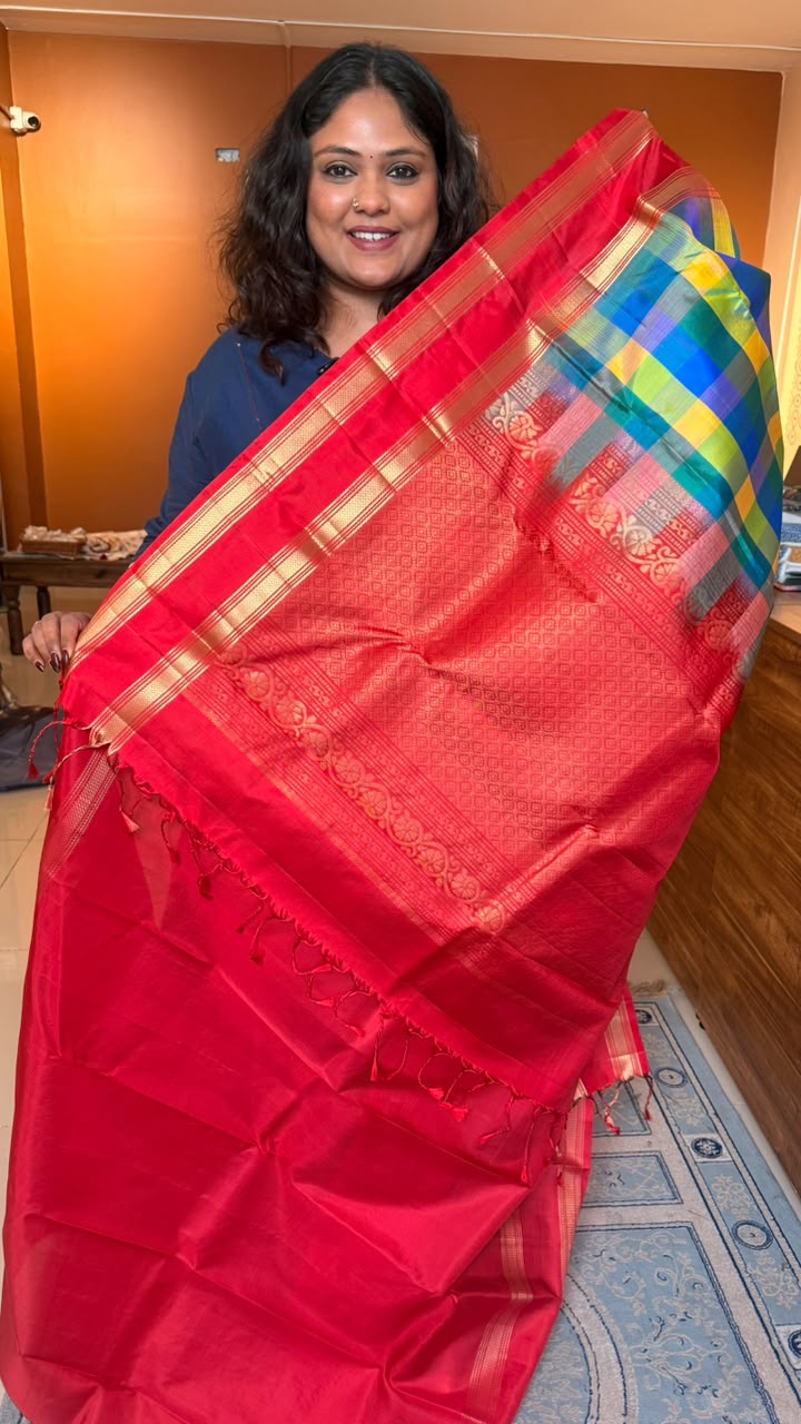 Pure Soft Silk Paalum Pazhamum Kattam Saree -04-10-01-04 (HAMSADWANI)