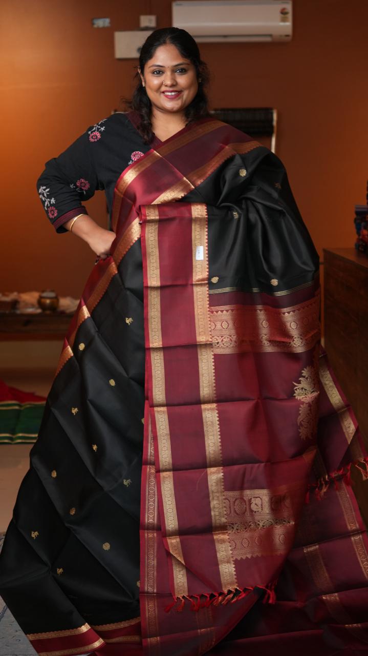 Masterpiece Kanchivaram Pure Silk Saree -01-10-12-04 (OBSIDIAN WINE)
