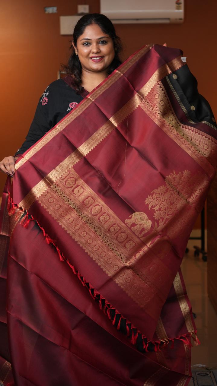 Masterpiece Kanchivaram Pure Silk Saree -01-10-12-04 (OBSIDIAN WINE)