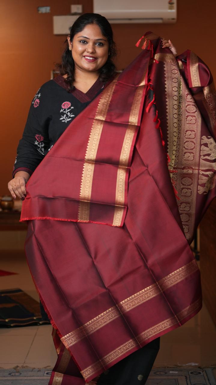 Masterpiece Kanchivaram Pure Silk Saree -01-10-12-04 (OBSIDIAN WINE)