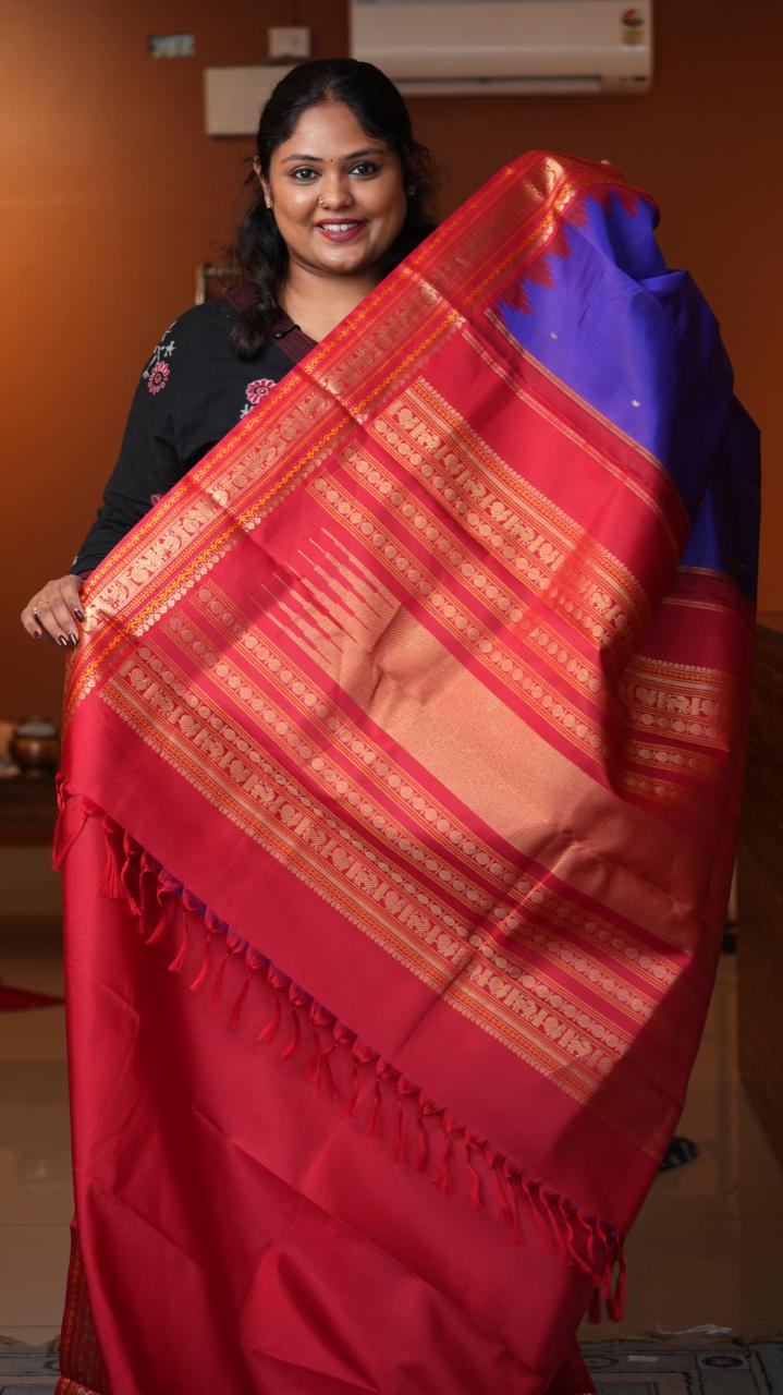 Masterpiece Kanchivaram Pure Silk Saree -01-10-18-04 (INDIGO ROSE)