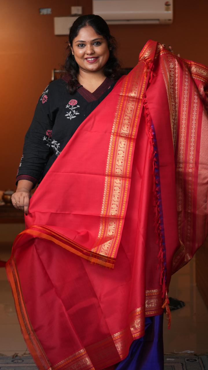 Masterpiece Kanchivaram Pure Silk Saree -01-10-18-04 (INDIGO ROSE)