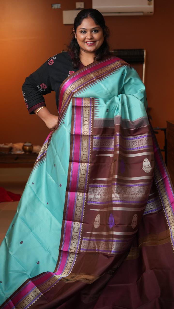 Masterpiece Kanchivaram Pure Silk Saree -01-10-19-01 (LAGOON MOCHA)