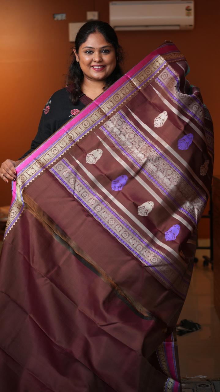 Masterpiece Kanchivaram Pure Silk Saree -01-10-19-01 (LAGOON MOCHA)