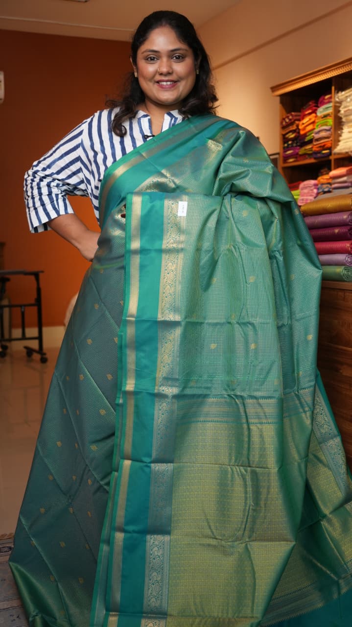 Kanchivaram Inspired Semi Silk Sarees -01-10-29-02 (MAYIL PACHAI)