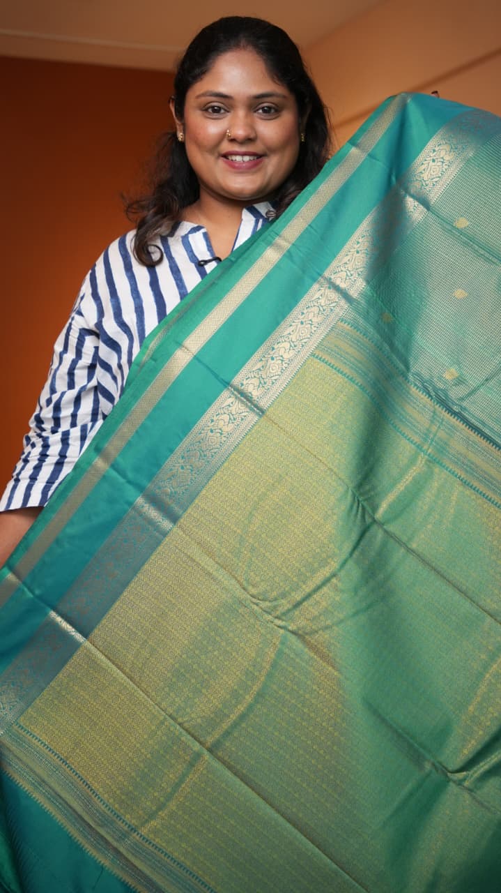 Kanchivaram Inspired Semi Silk Sarees -01-10-29-02 (MAYIL PACHAI)