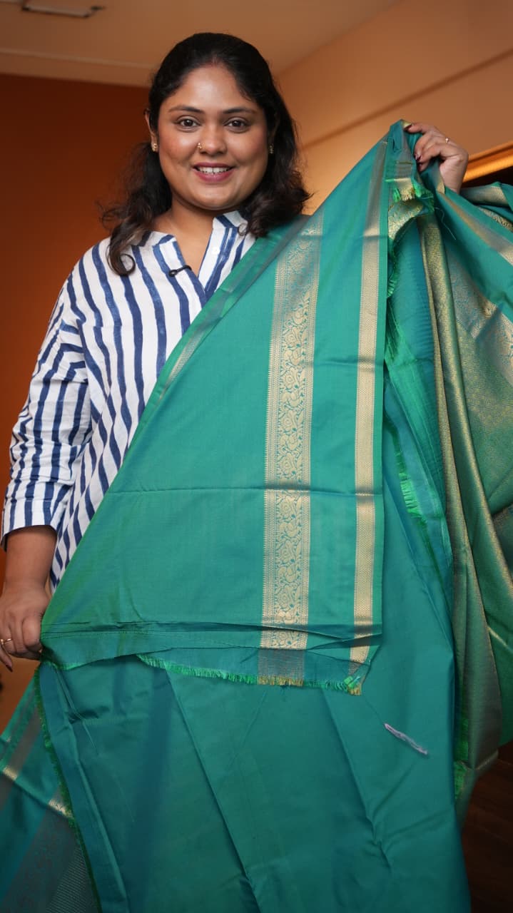 Kanchivaram Inspired Semi Silk Sarees -01-10-29-02 (MAYIL PACHAI)