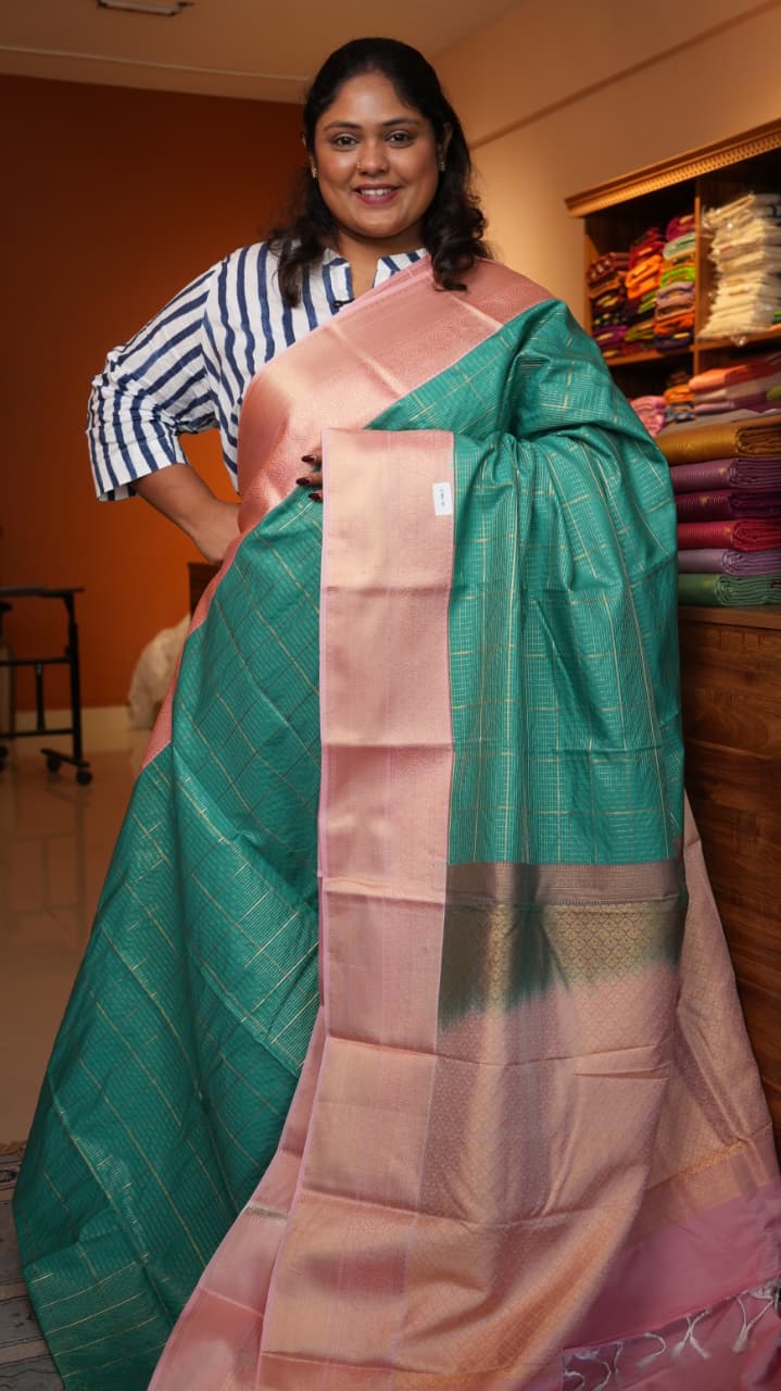 Kanchivaram Inspired Semi Silk Sarees -01-10-32-02 (MAYIL THOGAI)