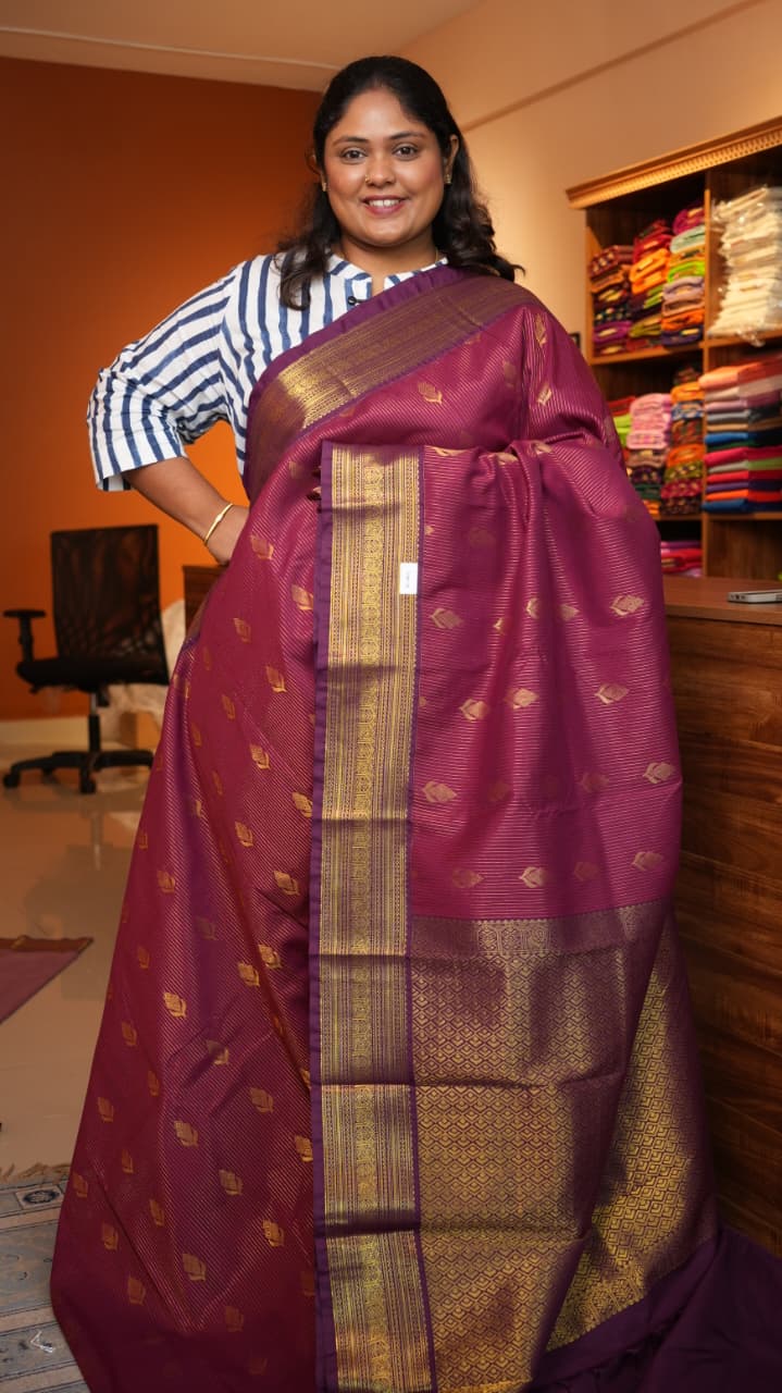 Kanchivaram Semi Silk Sarees -01-10-25-09 (ROSEFINCH)