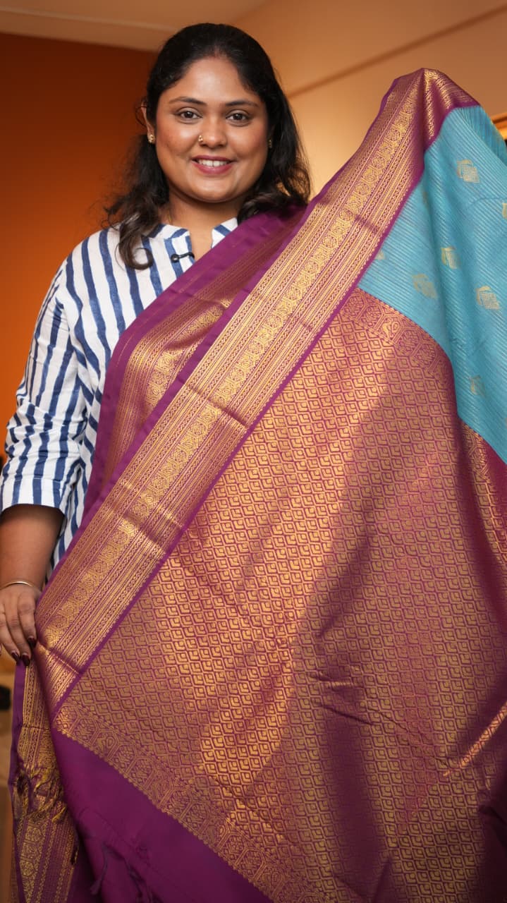 Kanchivaram Semi Silk Sarees -01-10-25-08 (FAIRYWREN)