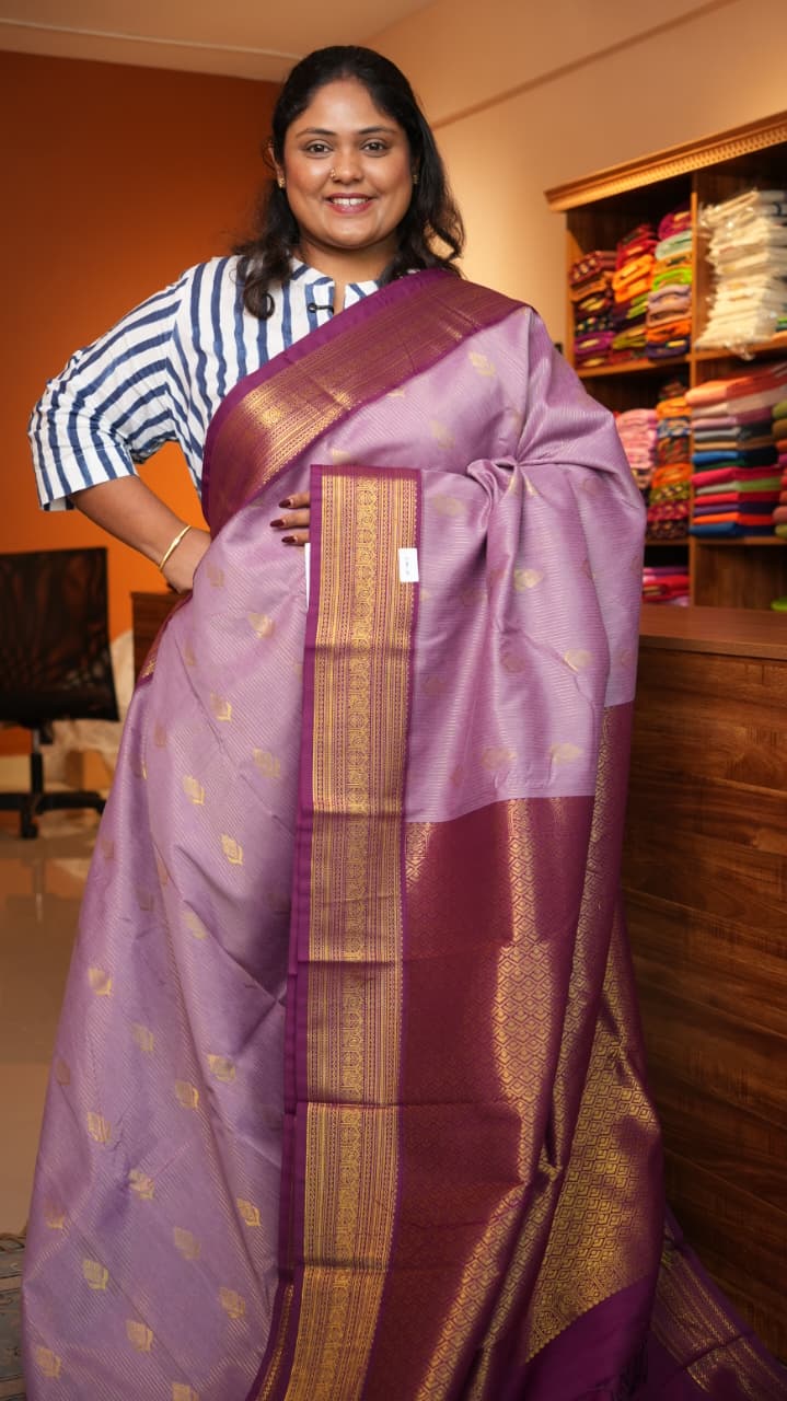 Kanchivaram Semi Silk Sarees -01-10-25-10 (LILACBREASTED ROLLER)