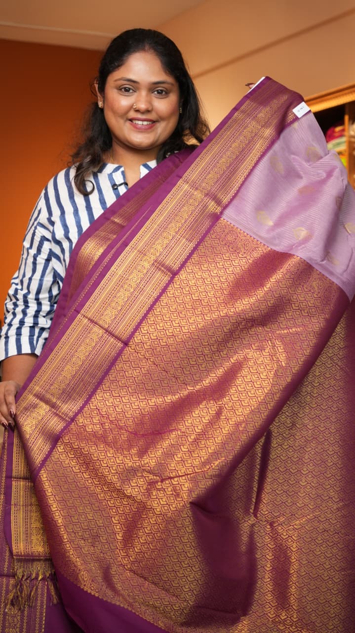 Kanchivaram Semi Silk Sarees -01-10-25-10 (LILACBREASTED ROLLER)