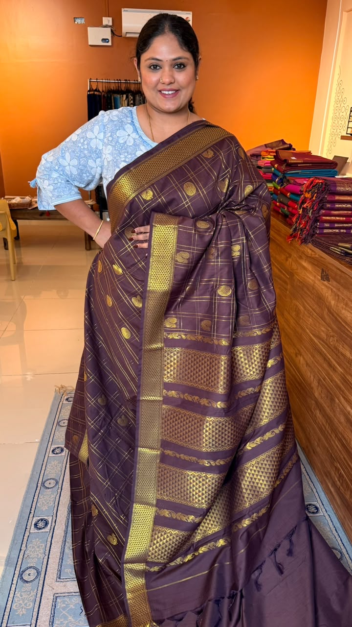 Kanchivaram Semi Silk Sarees -01-10-27-02 ( Kaapi Podi)