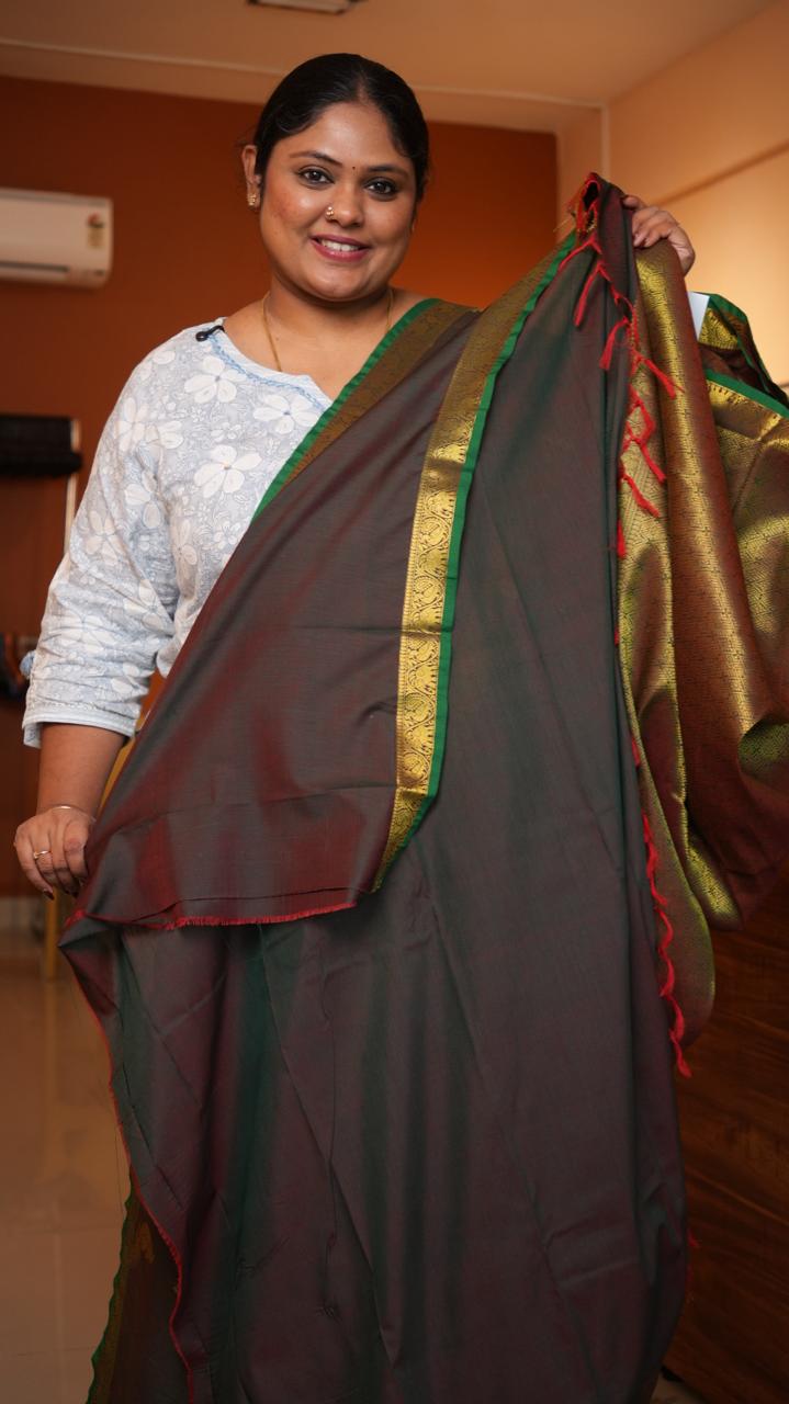 Semi Silk Vairaoosi Kili Bhutta Saree -01-10-24-06 (BISTRE)