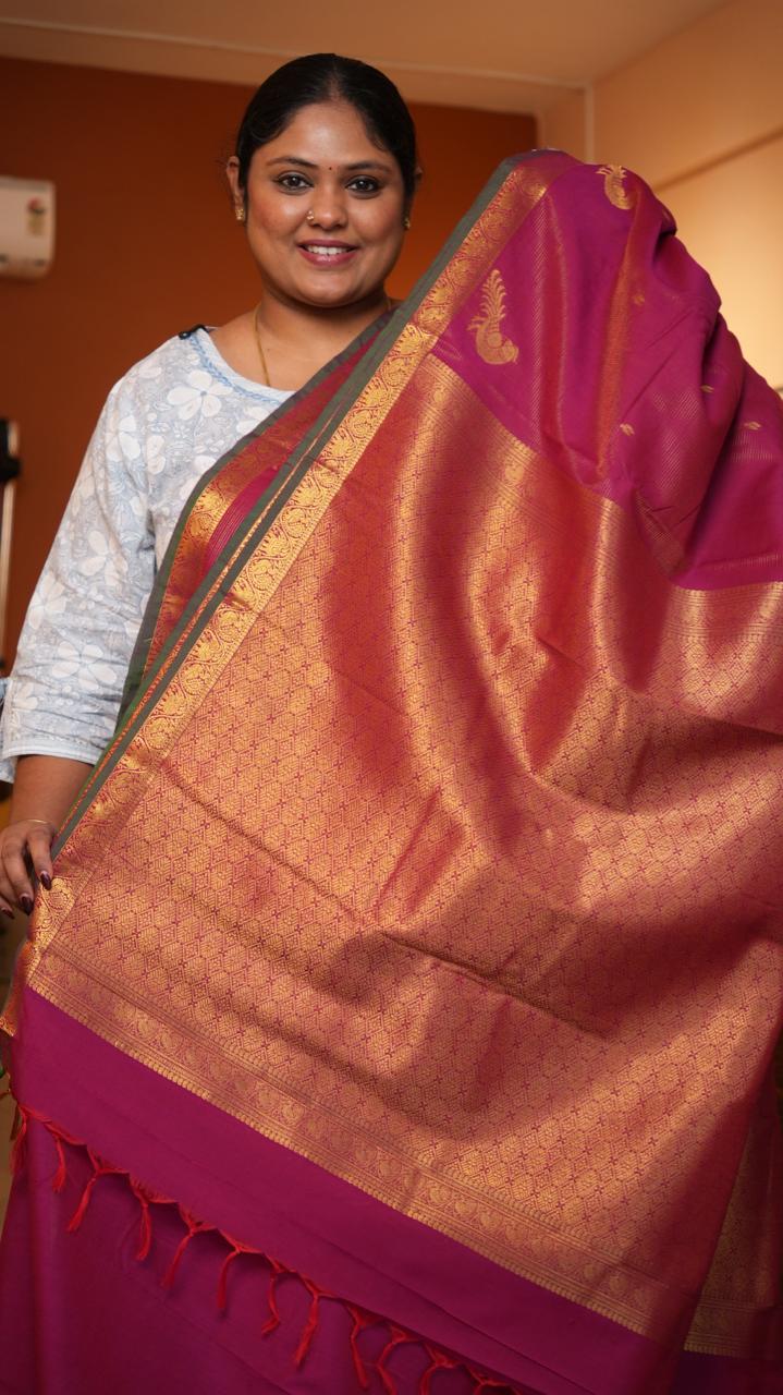 Semi Silk Vairaoosi Kili Bhutta Saree -01-10-24-07 (IXIA)