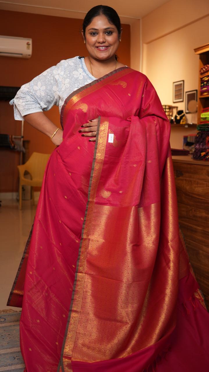 Semi Silk Vairaoosi Kili Bhutta Saree -01-10-24-03 (CALANTHE)