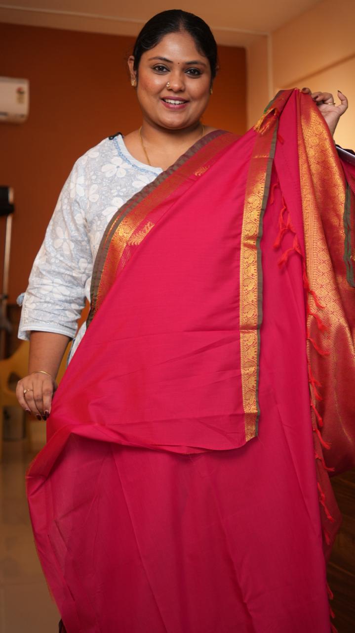 Semi Silk Vairaoosi Kili Bhutta Saree -01-10-24-03 (CALANTHE)