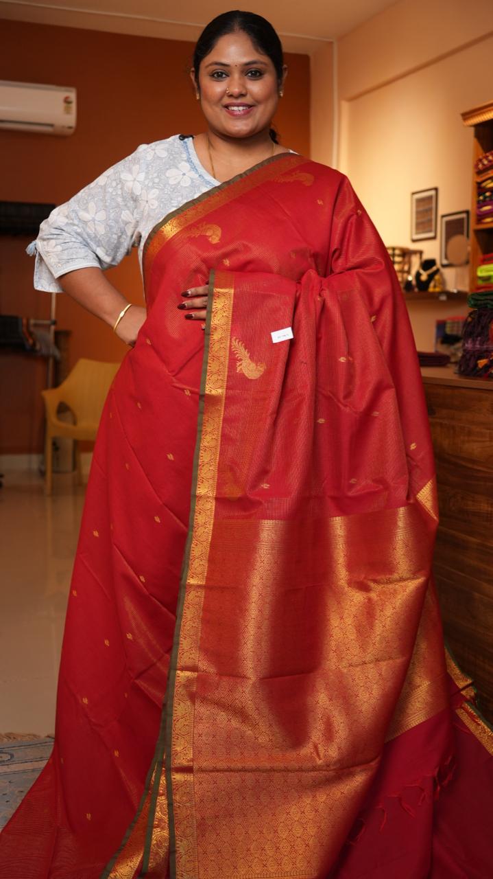 Semi Silk Vairaoosi Kili Bhutta Saree -01-10-24-01 (TITHONIA)