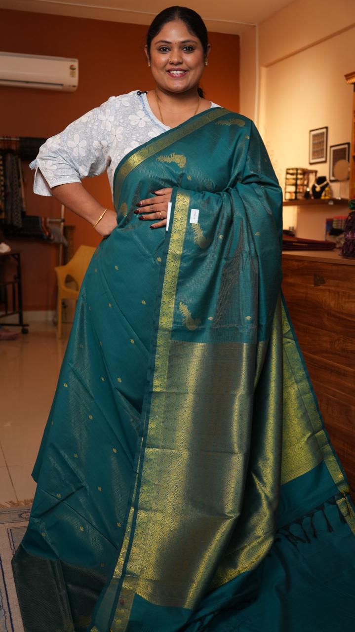 Semi Silk Vairaoosi Kili Bhutta Saree -01-03-15-17 (MALLARD)