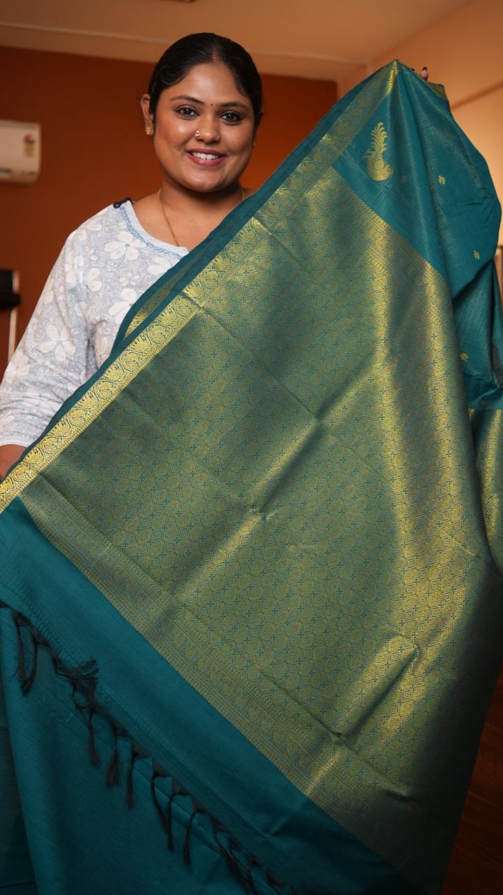 Semi Silk Vairaoosi Kili Bhutta Saree -01-03-15-17 (MALLARD)